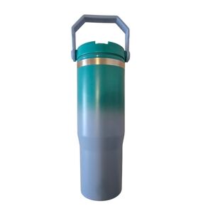 Teal and Gray Tumbler with Handle